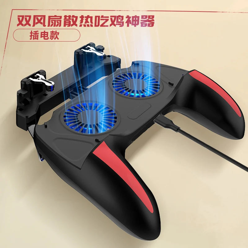 H10 Gaming Handheld Grip Game Controller Joystick Gamepad For Pubg Trigger Cooling Fan Cooler Phone USB powered 5000mAh battery
